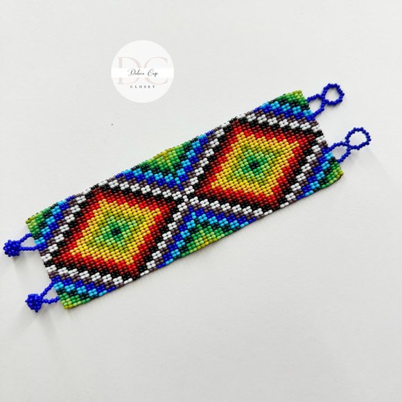 NEW Mexican Huichol, Bracelet, Art Beaded Jewelry Handmade - Picture 3 of 5